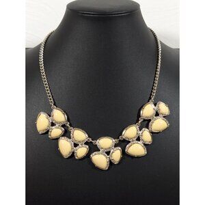 Ann Taylor Yellow Cabochon Statement Necklace Coastal Chic 21 in